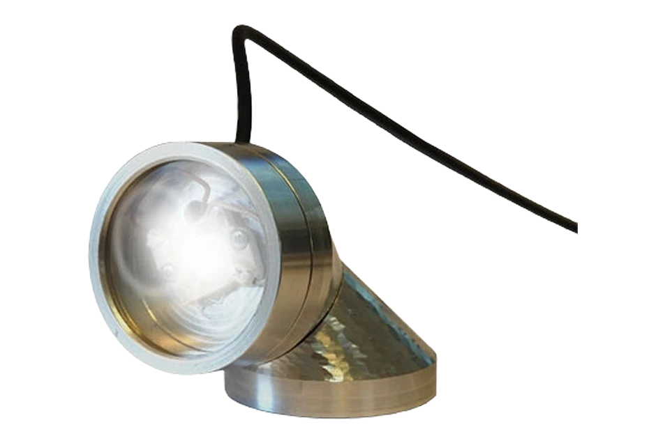 CNC-gefertigte Maschinenleuchte aus Aluminium mit Glaslinse und Anschlusskabel